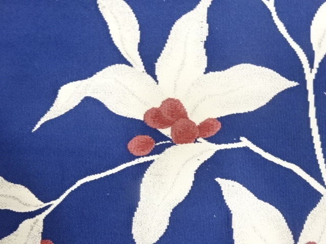 JAPANESE KIMONO / ANTIQUE NAGOYA OBI / SILK / WOVEN BRANCH FLOWER